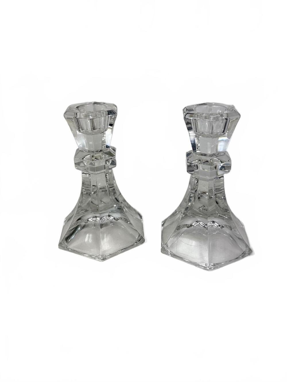 Pair of TOWLE Lead Crystal Glass Candlesticks